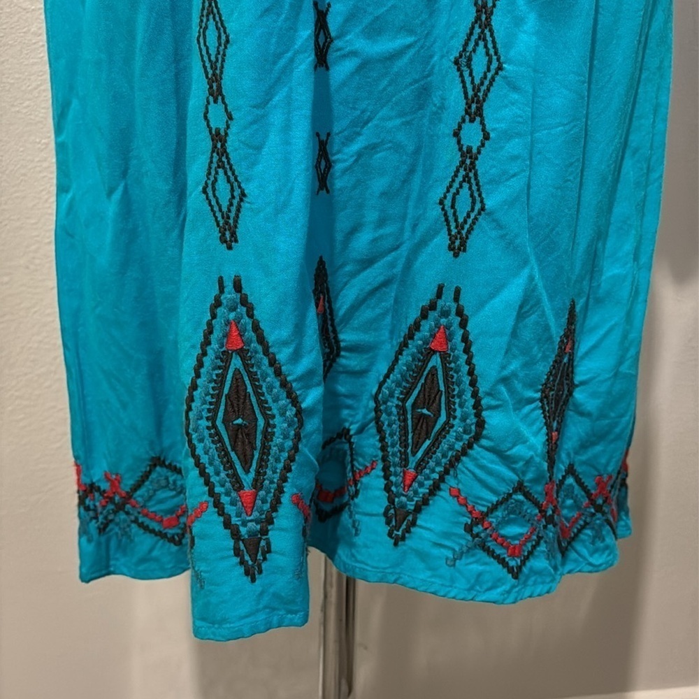 Ariat Dress Size Embroidered 3/4 Sleeves Tribal Festival Coastal Cowgirl Boho - Picture 3 of 8